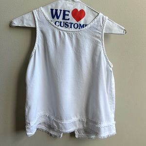 Girls Bella Dahl white Fray hemline tank